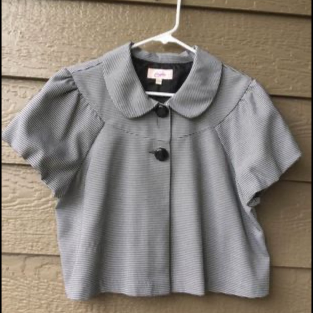 Candies woman’s Houndstooth print dress bolero jacket/ blazer short sleeves, L